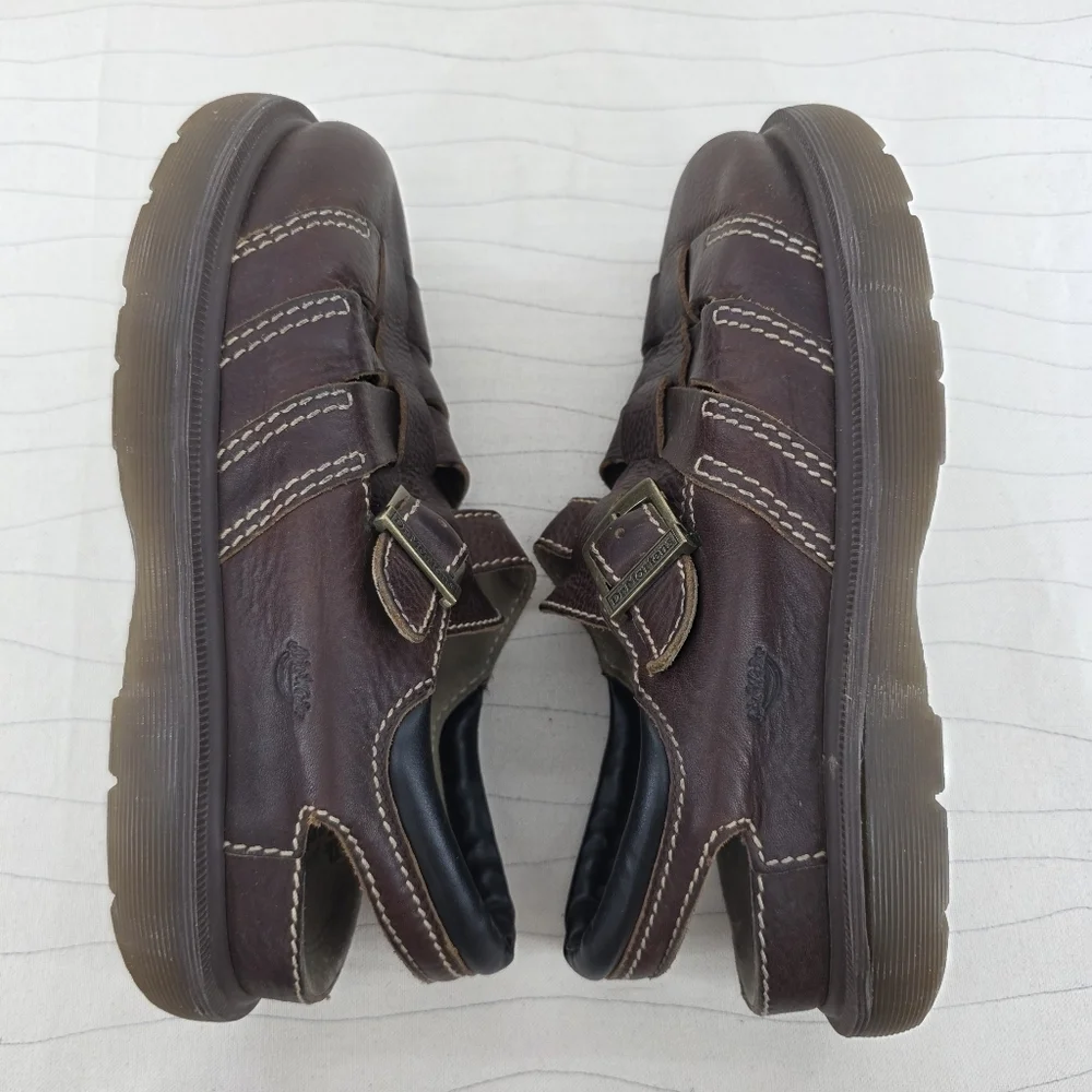 VNTG Dr Martens Mens Fisherman Brown Leather Chunky Closed Sandals 8332 Size 10